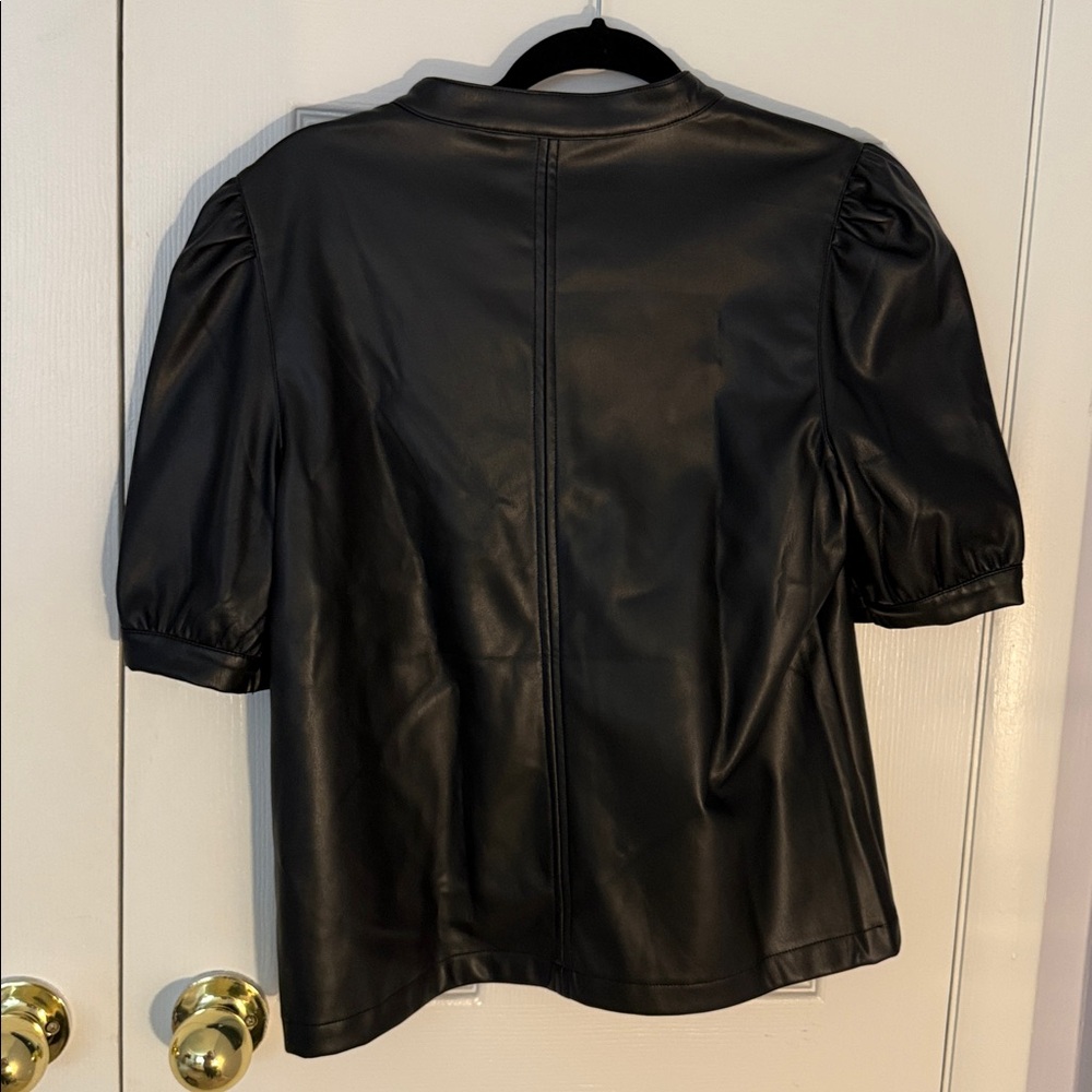 NWT STEVE MADDEN Black Faux Leather Top - Picture 6 of 6